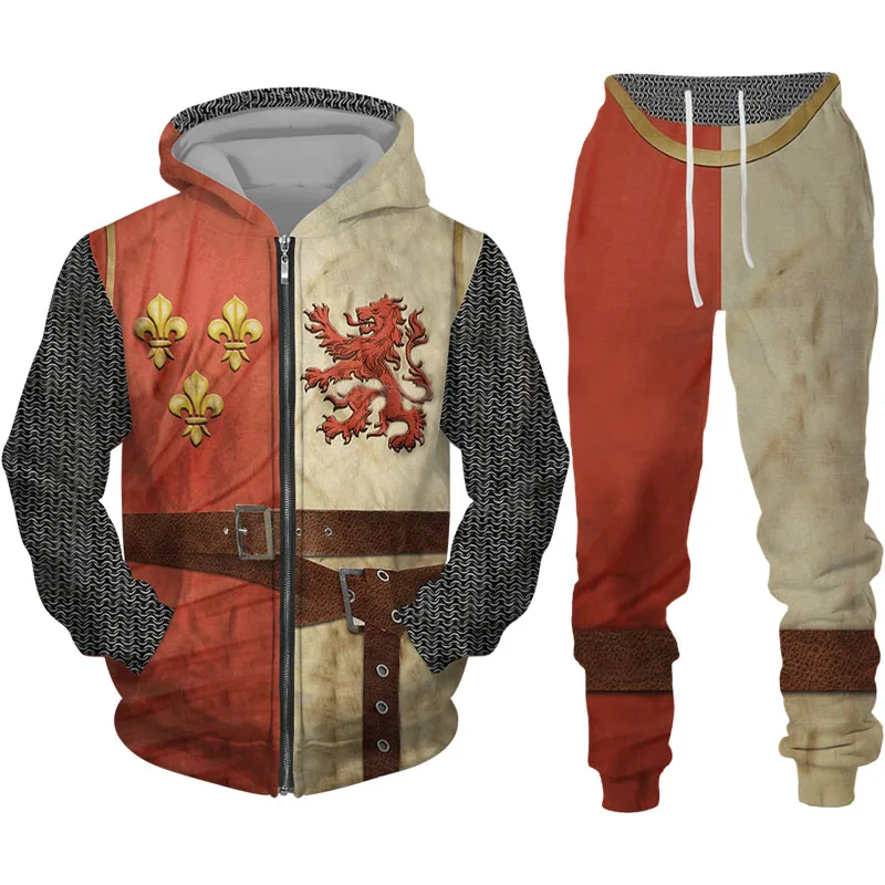 

Knight Templar 3D Printed Zipper Hoodie/Suit Men's Cool Streetwear 2 Piece Tracksuit 2023 Fashion Medieval Armor Cosplay Costume