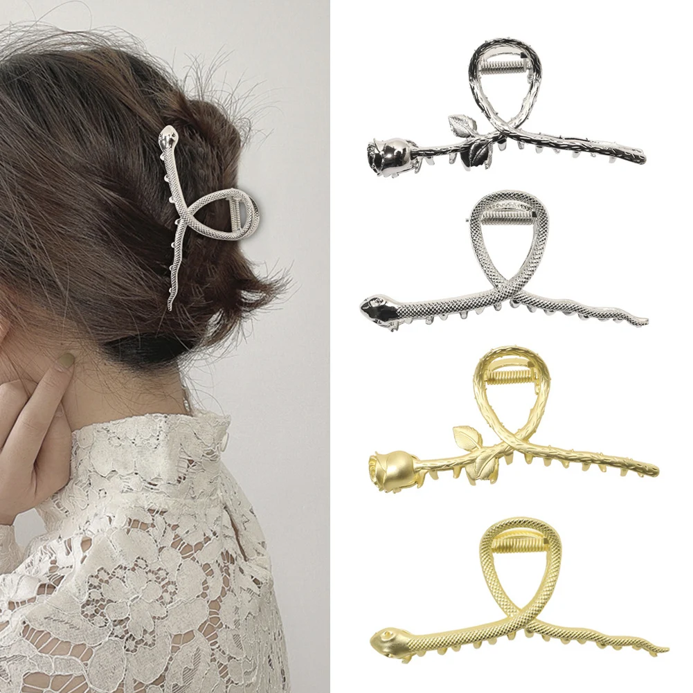 

Exquisite Forest Luxury Rose Leaf Texture Shark Clip Retro Grab Clip Back Head Hair Clip Personalized Hair Accessories 2022