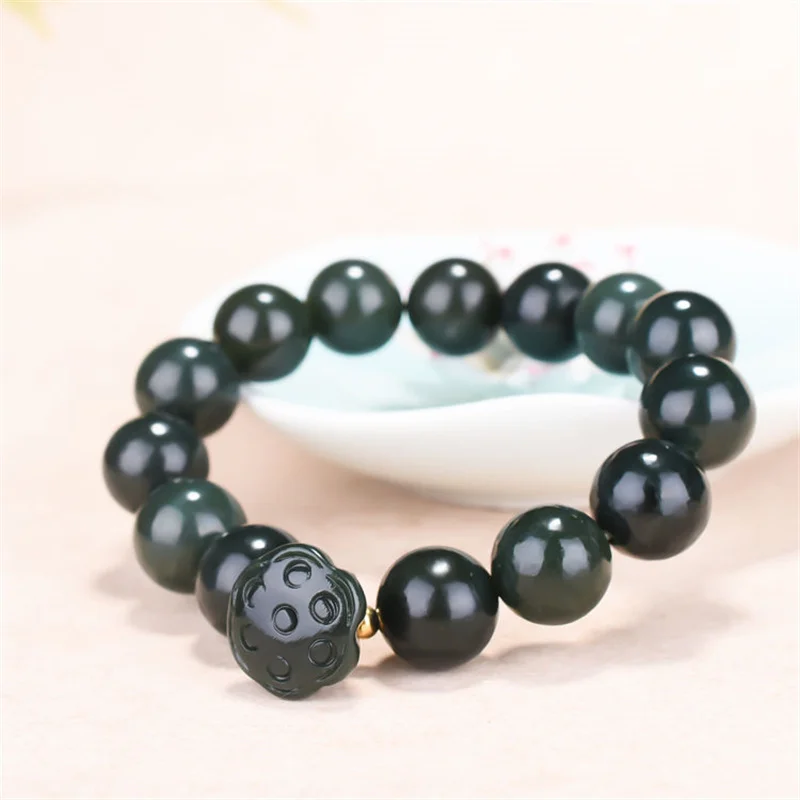 

Hot Selling Natural Hand -carve Hetian Jade Bracelet Lotus Seeds Fashion Jewelry Accessories Men Women Luck Gifts1