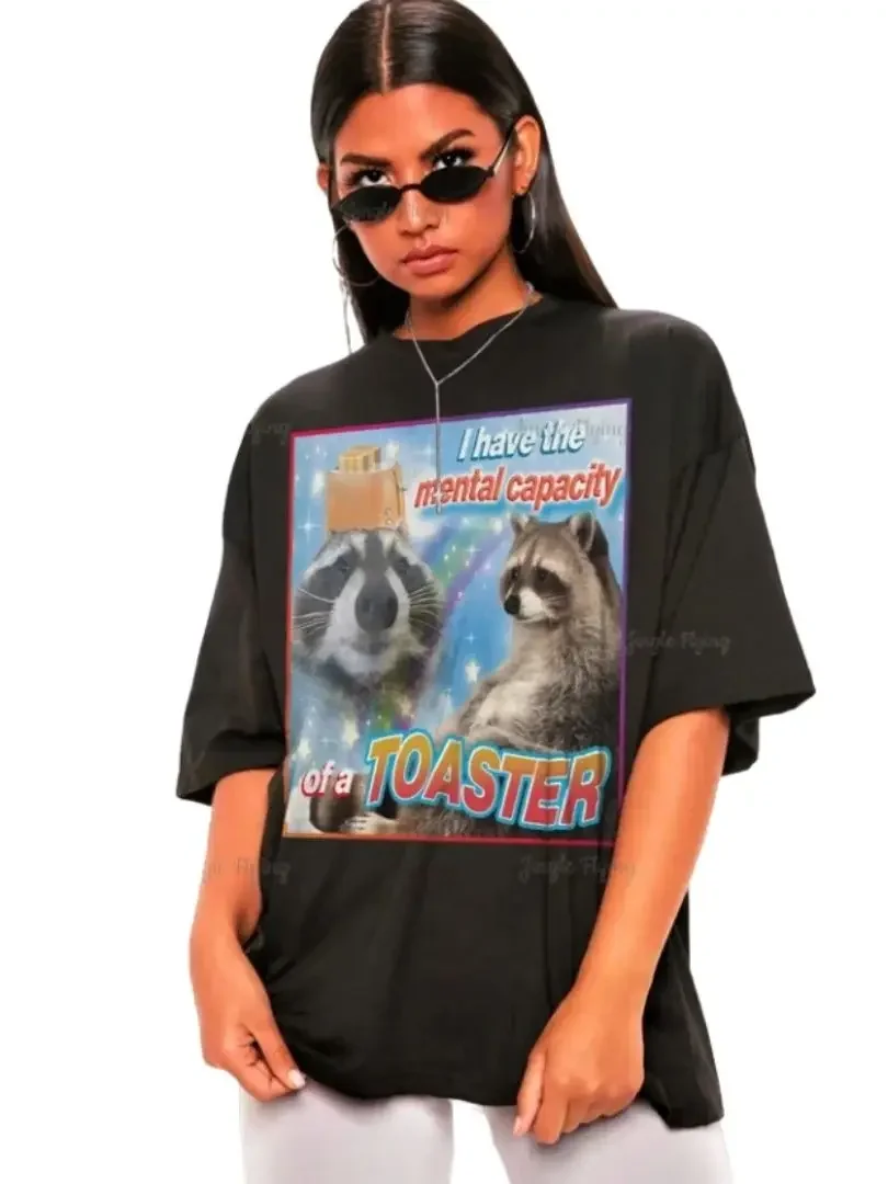 Футболка с мемом У меня есть психическая способность тостера изображением енота