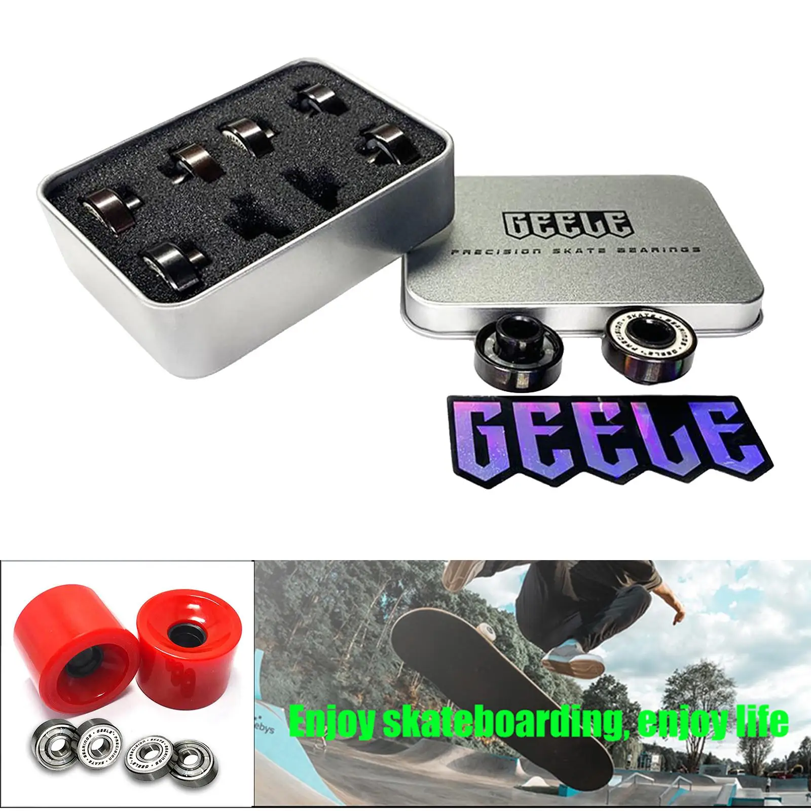 

8pcs Premium Skateboard Bearings, Pro Longboard Bearings, 608, ABEC-11 Double Shields Wheel Bearing Replacement Spinners