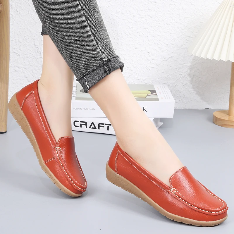 New Moccasins Women Flats 2023 Summer Woman Luxury Loafers Genuine Leather Female Shoes Slip-on Women's Casual Shoes Big Size