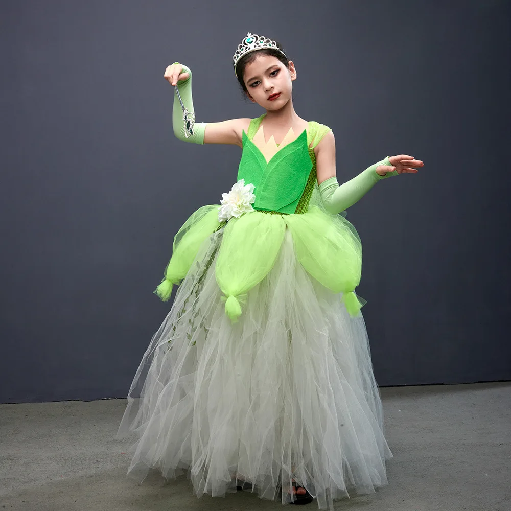 

Зеленое женское платье, детская пушистая Тюлевая юбка с бантом в виде крыла бабочки, Детский костюм для косплея и вечеринки, платье 2022
