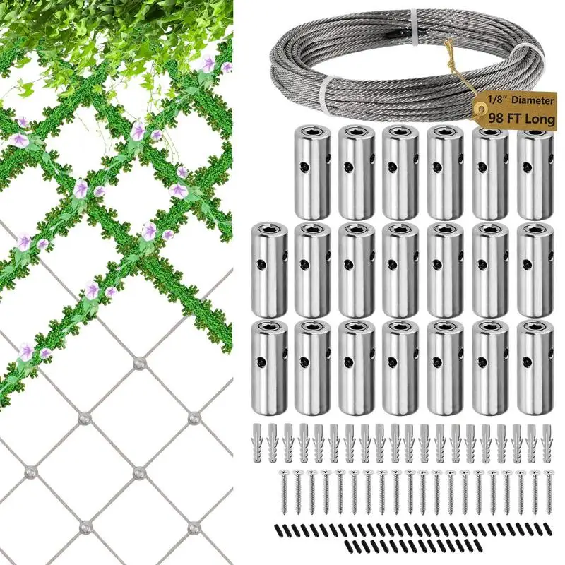 

Trellis Kit For Brick Wall Outdoor Yard Stainless Steel Wire Trellis Set Farmhouse Wire Trellis With Expansion Anchors