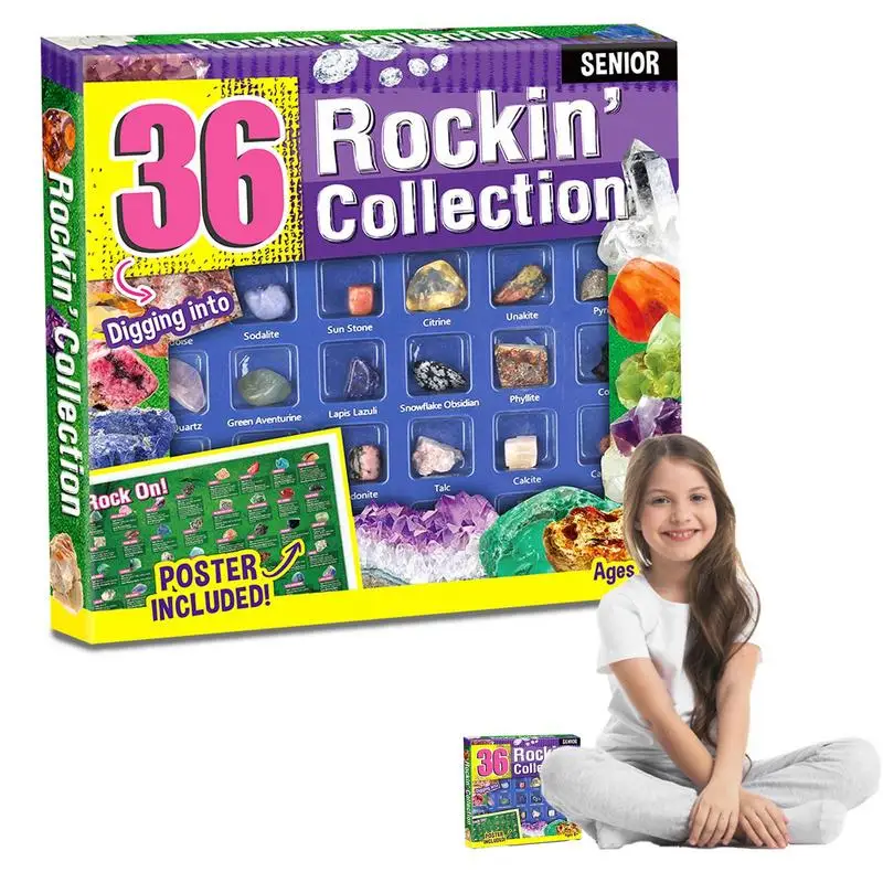 

Rock Collection Box For Kids Gemstones And Crystal Collection Educational Kit Rocks And Minerals Science Education Set With