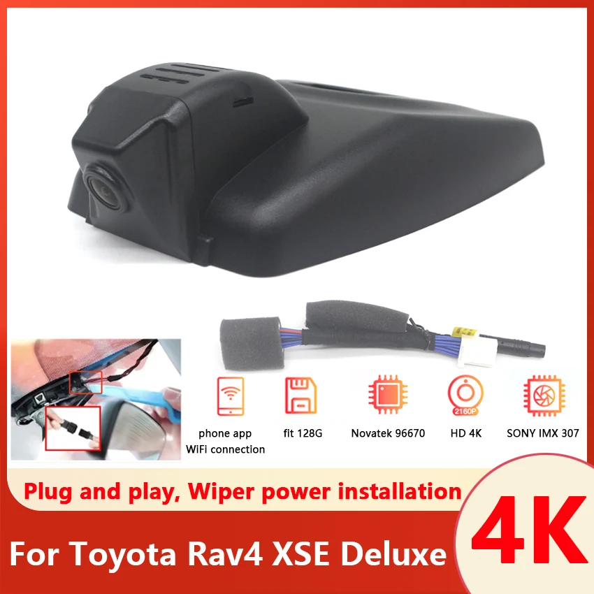 Plug and Play Dash Cam For Toyota Rav4 XSE Deluxe 2018 2019 2020 2021 Car DVR WIFI Video Recorder 4K DashCam Camera UHD 2160P