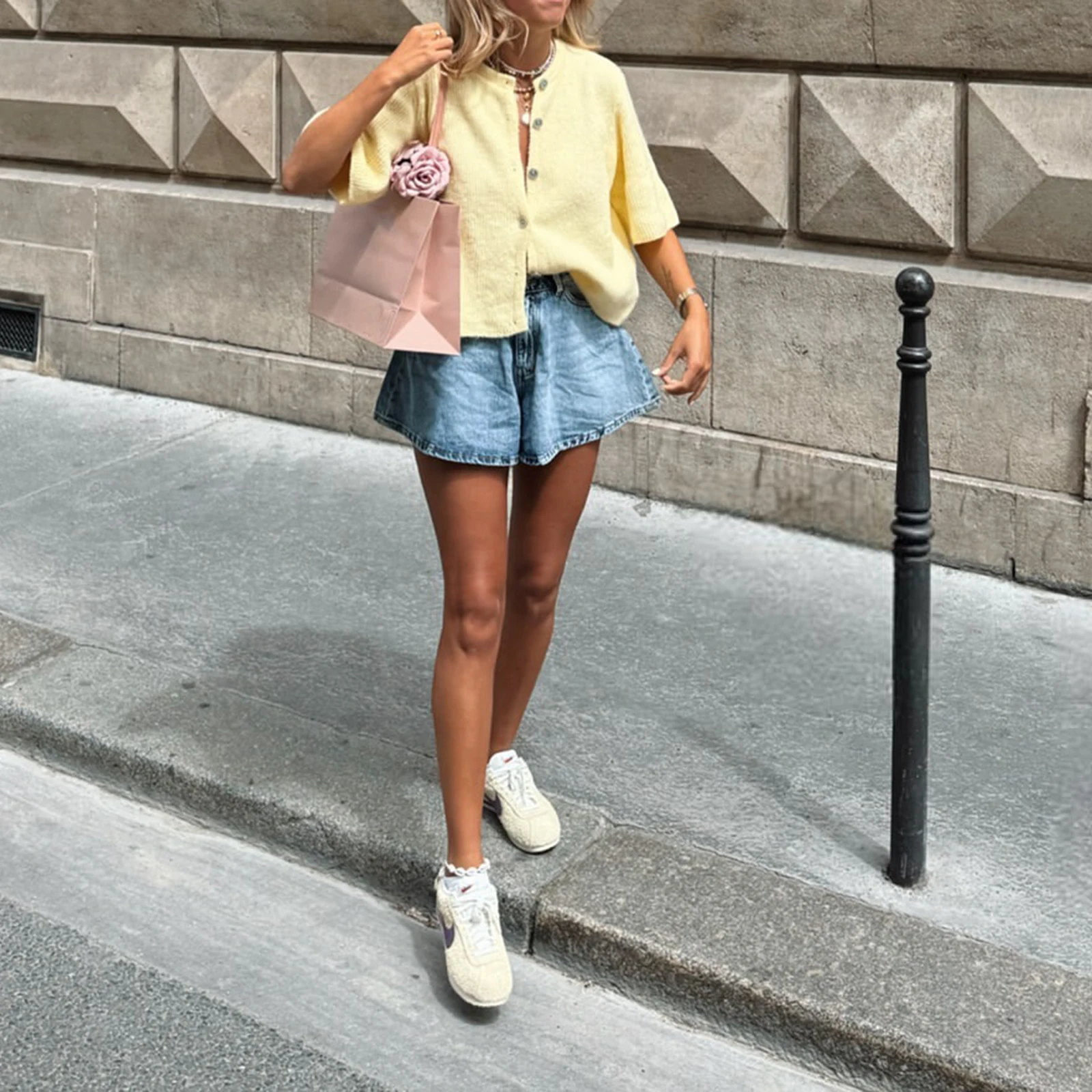 Женский Осенний вязаный кардиган однотонная трикотажная одежда с коротким