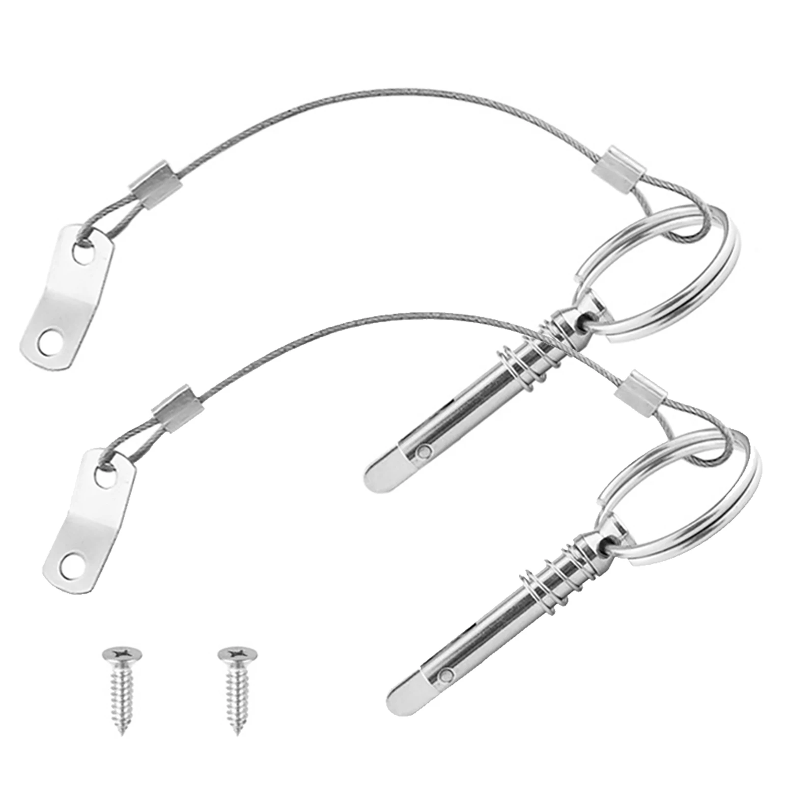 

2PCS 6.3mm 1/4 Inch Quick Release Pin With Lanyard For Boat Bimini Top Deck Stainless Steel Safety Tether Wire Boat Accessories