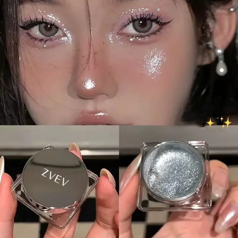 ZVEV Diamond Glitter Metallic Eyeshadow Highlight Eyes Make Up Блестящие черные тени для век Гель Палитра