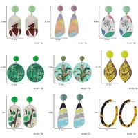 retro acrylic plate uv printed earrings simple and irregular ins popular creative color pattern earrings 2022 trendy jewelry