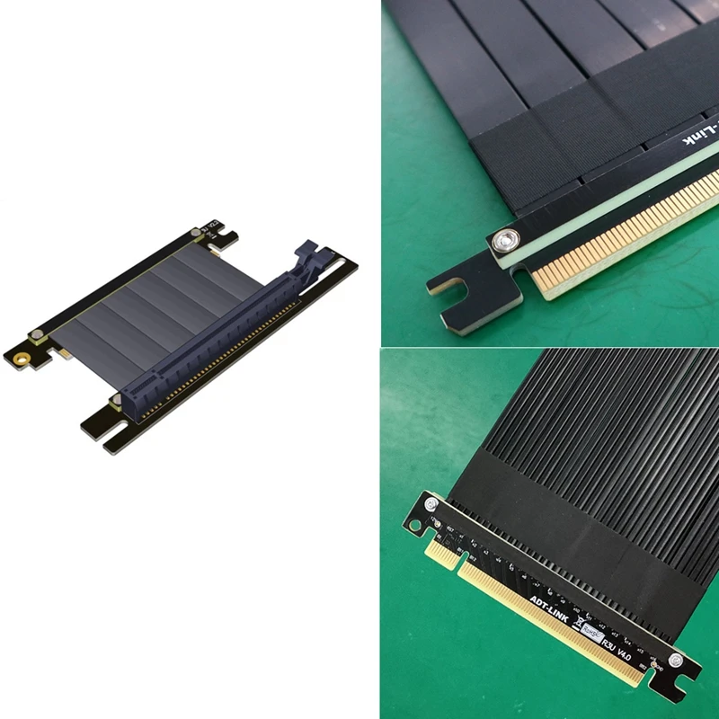 

Pcie 4.0 16X Graphics Card Extension Cable PCI-E 4.0 X16 90Degree Flexible Pci Express Riser Card,R33UH-BK-4.0X16