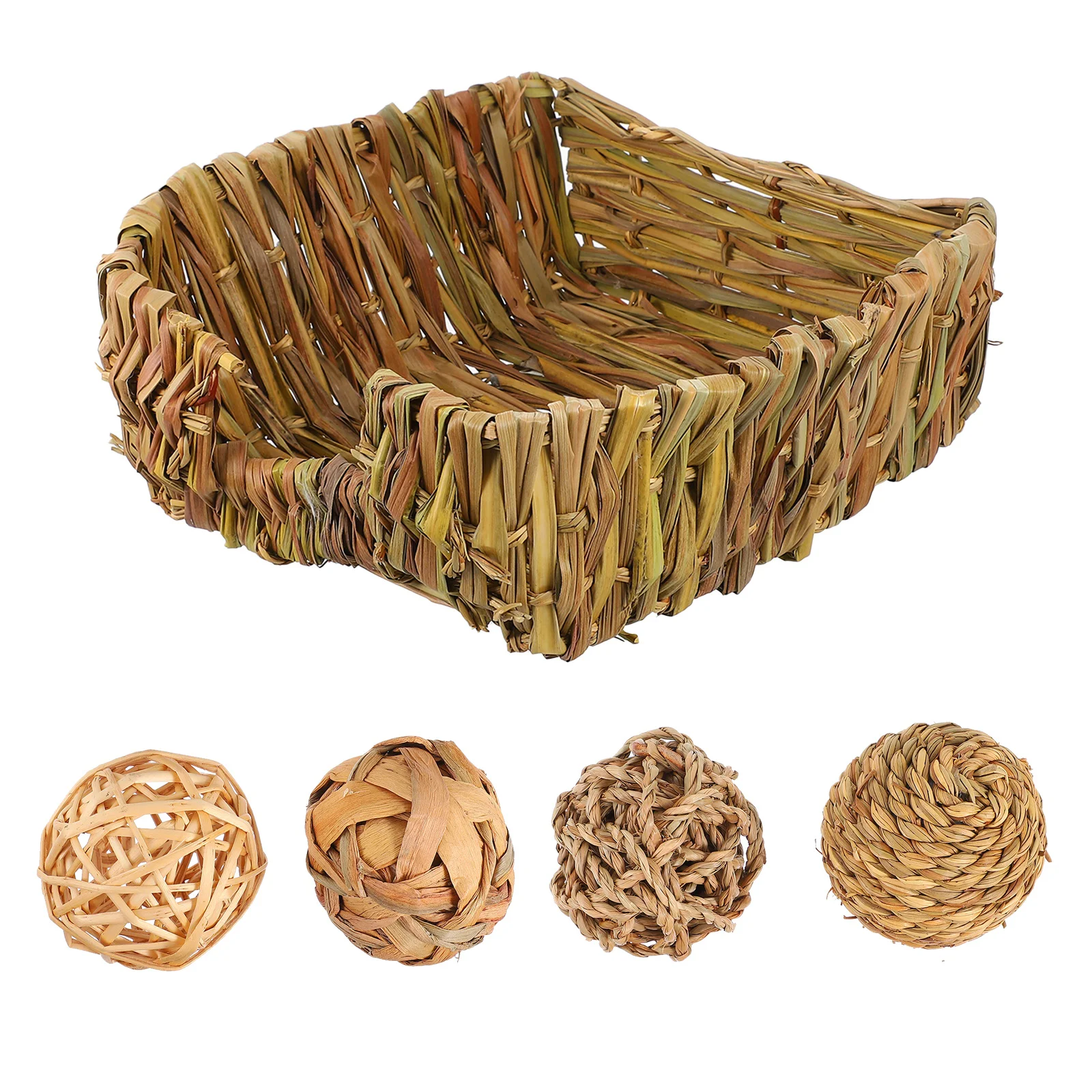 

1 Set Nest Rabbit Straw Cushion Pet Sleeping Nest Straw Nest Hand-woven Pet Nest for Mice Rabbit