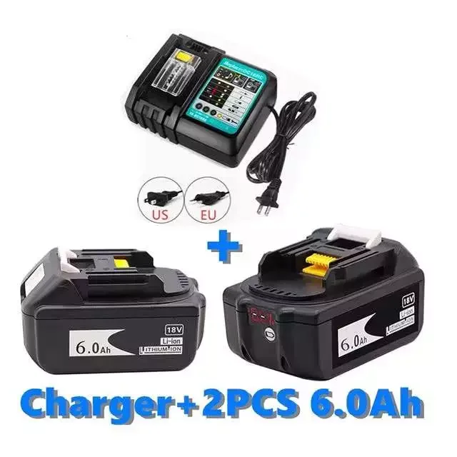 

Аккумуляторная батарея BL1860 18 в 100% мАч, литий-ионная батарея для Makita 18 в, аккумулятор BL1840 BL1850 BL1830 BL1860B + зарядное устройство 3 А, новинка 6000