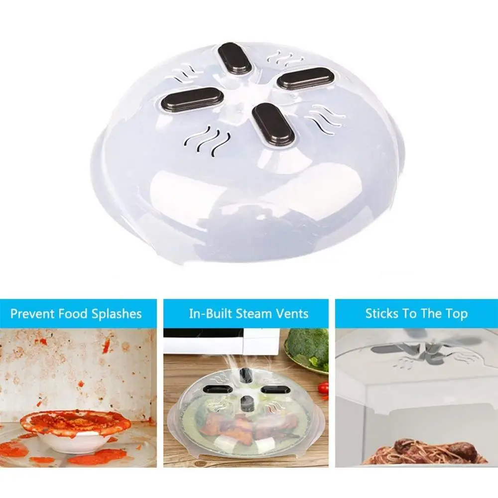 

Magnetic Microwave Plate Cover Splatter Guard with Steam Vents and Strong Magnets Microwave Cover Keeps Microwave Oven Clean