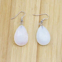 new natural stone opal flat water drop earrings pendants diy dangle charms women party wedding fashion jewelry wholesale 1pair