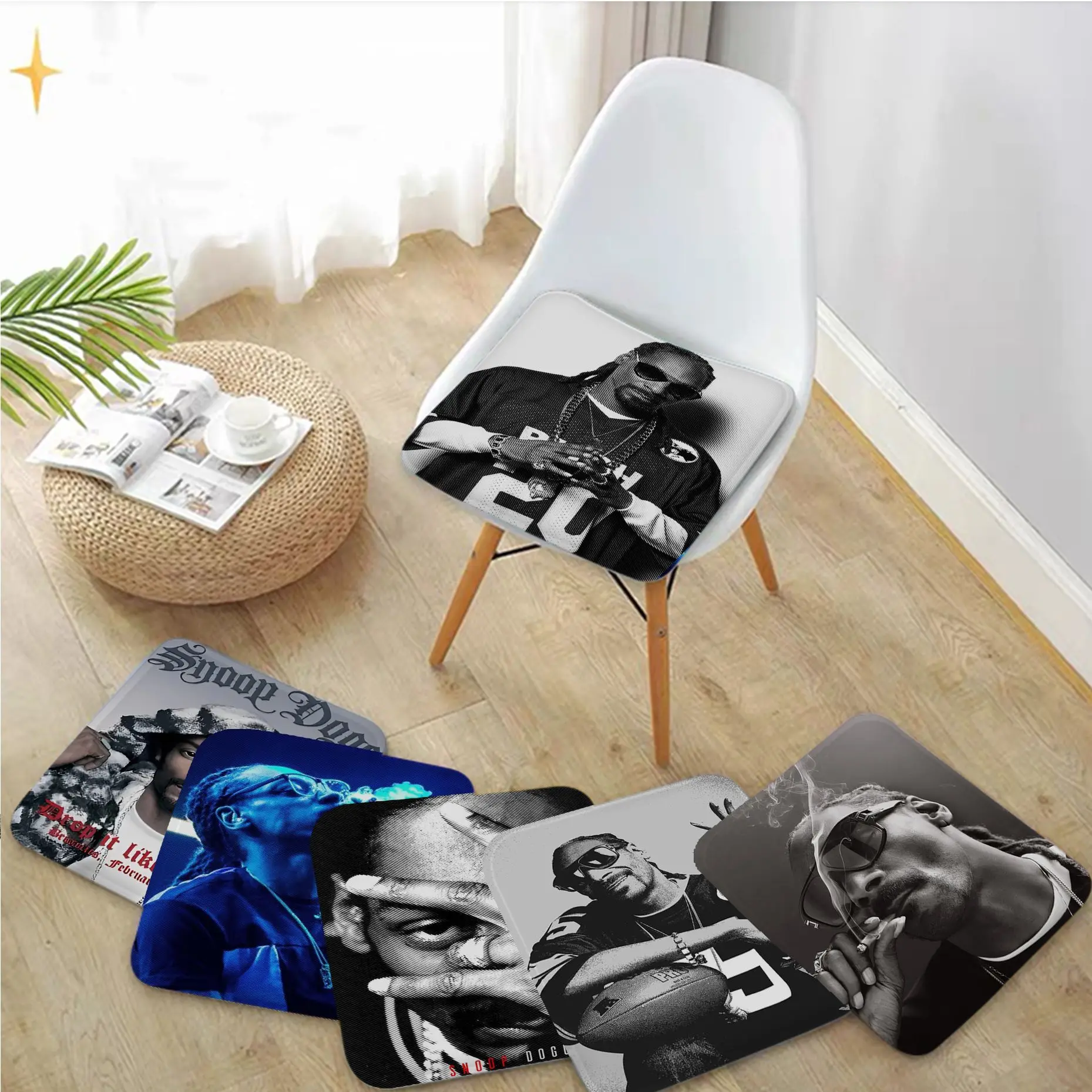 

Snoop Dogg Singer Star Music Square Chair Cushion Soft Office Car Seat Comfort Breathable 45x45cm Cushions Home Decor