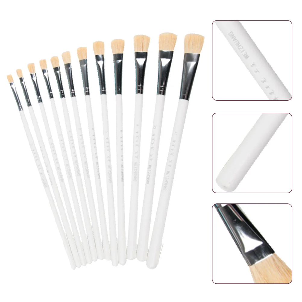 

12pcs Oil Painting Pens Paint Brushes Wood Brushes Watercolor Painting Tools
