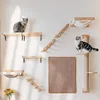 1pc Wall-mounted Cat Wall Shelf Cat Perch Wooden Scratching Climbing Post Cat Tree House Toy 6