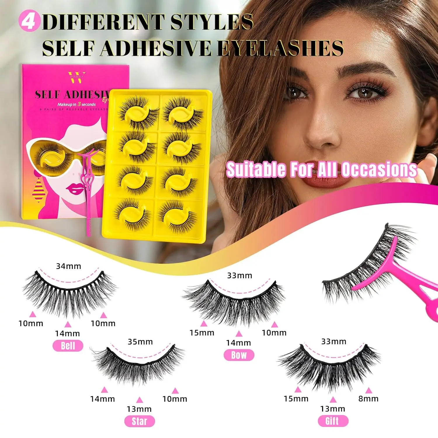 Накладные ресницы Amzgirl Lash 24 пары D Curl Mix8-18 мм
