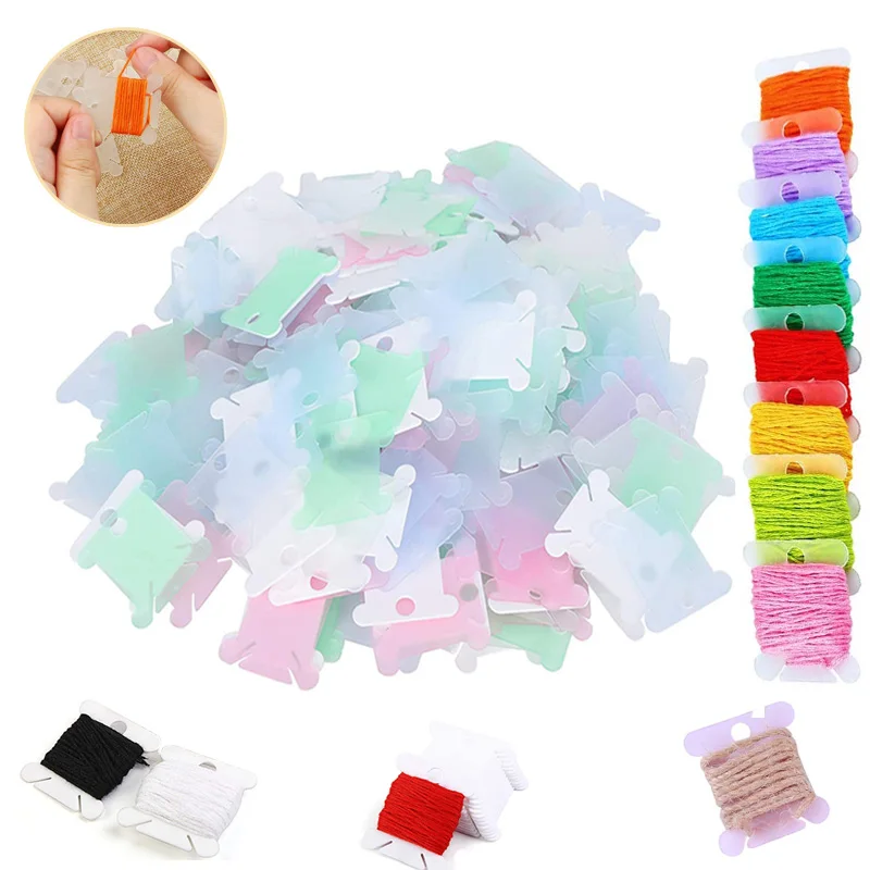 25PCS/50PCS/100PCS Plastic Bobbins Spool Thread Card Embroidery Floss DIY Stitch Organizer Holder Sewing Tools