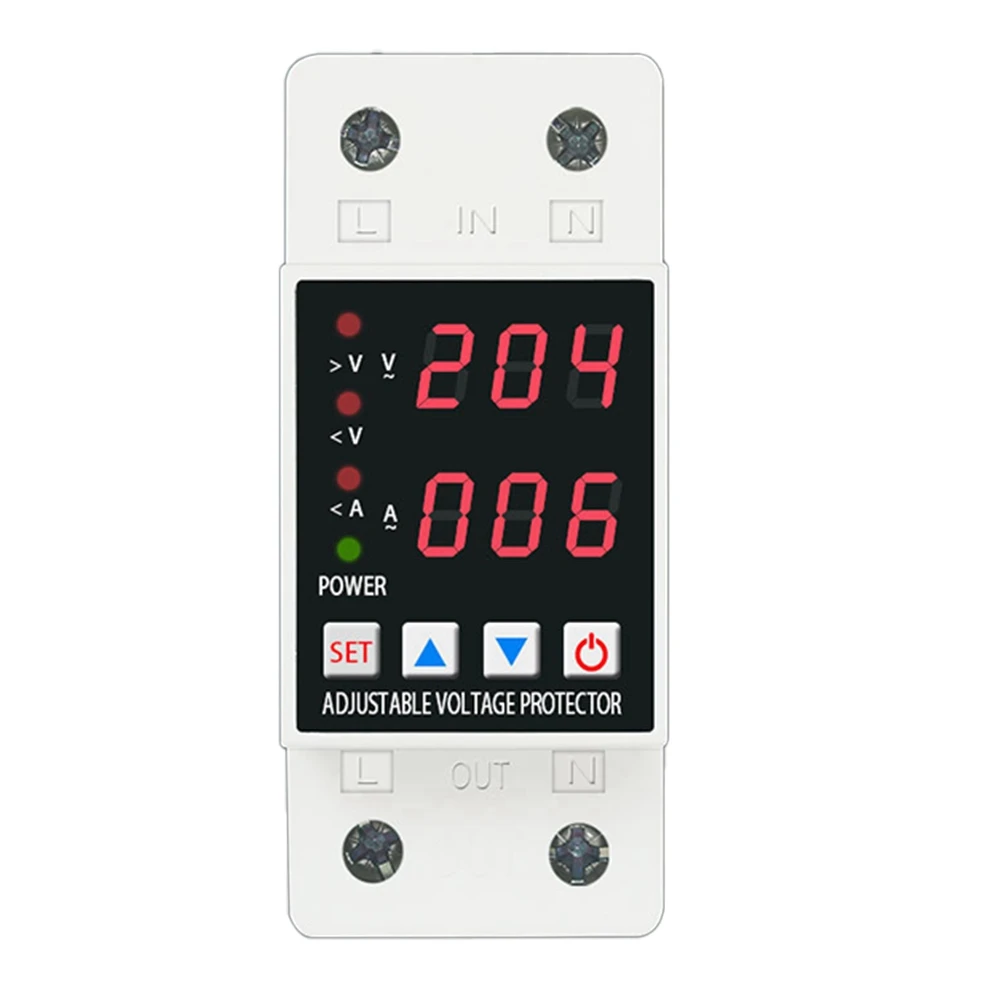

Din Rail Dual Display Adjustable Over Voltage Current and Under Voltage Protective Devices Protector Relay (40A)