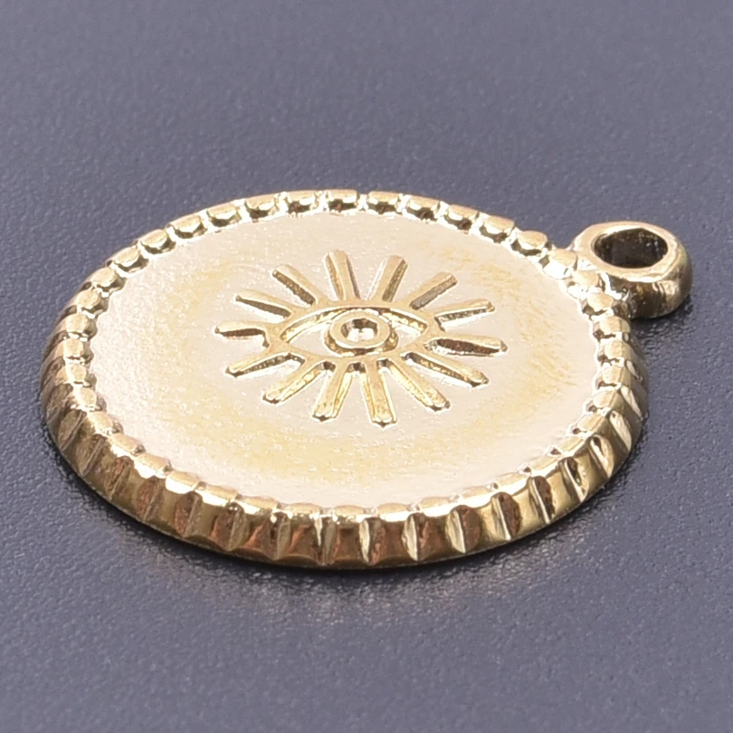 3pcs Evil Eye Charms For Jewelry Making Shaped Round Geometric Style Stainless Steel Pendants Metal Accessories Handmade Crafts