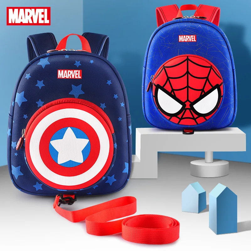 2022 Disney New Kindergarten Backpack For Boys Primary Student Shoulder Orthopedic Bag Spider Man Captain America Mochila