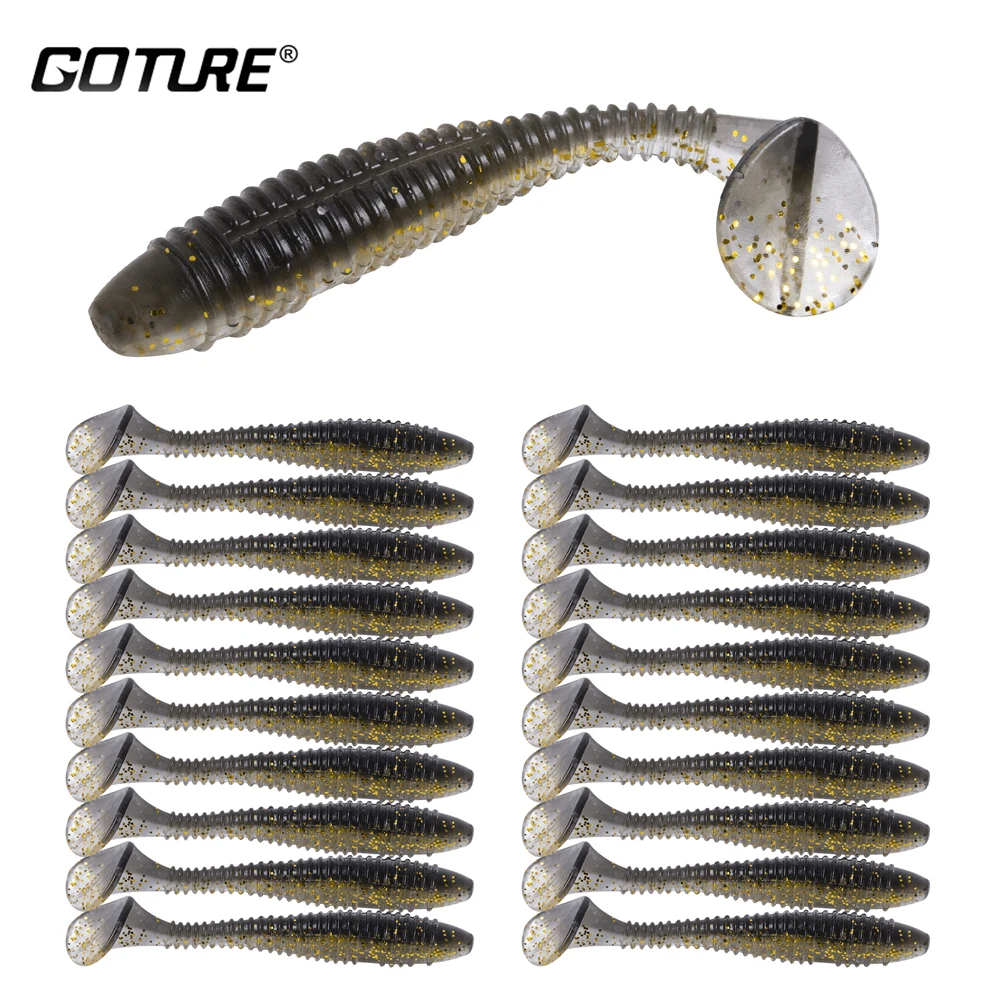 

Goture New 20pcs/Lot Worm Soft Lures Jig Wobblers 55mm 65mm PVA Fishing Lure Tackle for Bass Pike Aritificial Silicone Swimbait