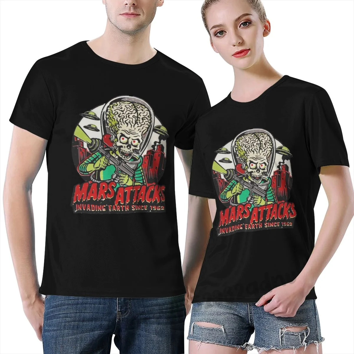 

Mars Attack V15 Movie Poster 1996 Shirt Printed T Shirt Print T Shirt Mens Summer