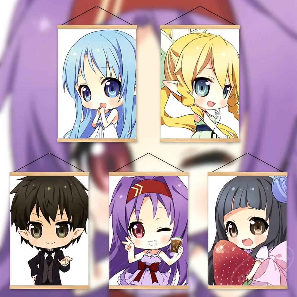 

Canvas Pictures Sword Art Online Prints Konno Yuuki Wall Art Wooden Hanging Yuuki Asuna Poster Anime Modular Home Decor Painting