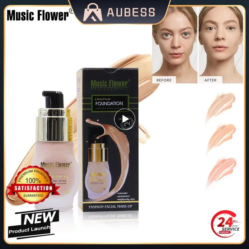 

Music Flower Liquid Foundation Face Base Makeup Moisture Covering Concealer Oil-control Easy To Wear Waterproof Isolation Cream