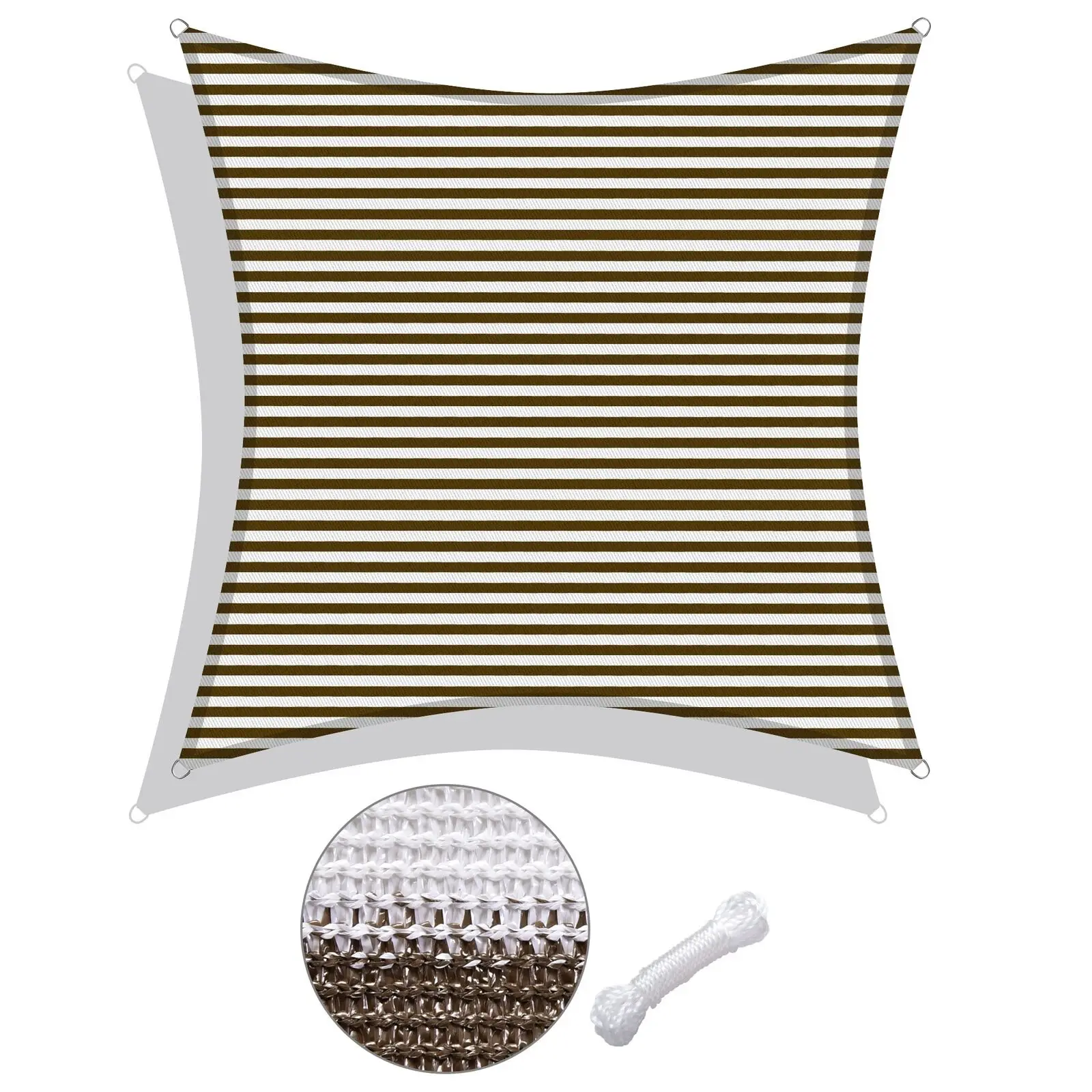 

12'x12' Decorative & Effective Square Sun Shade Sail UV Protection Coffee+White