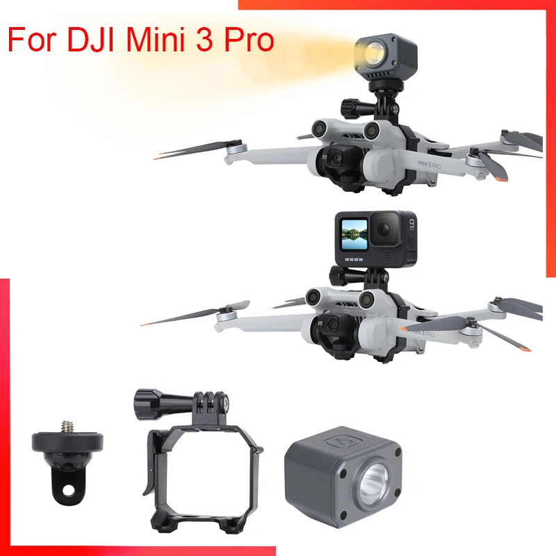 

Led Light for DJI Mini 3 Pro Camera Top Bracket Gopro Sports Action Camera Adapter Mount Clamp Holder Fix Expansion Flashlight