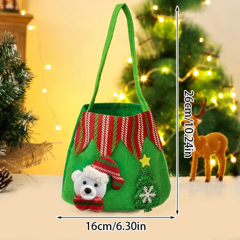 2024 Новогодняя и Рождественская Подарочная сумка, кармашки для хранения яблок и конфет, подарочные пакеты на шнурке с Санта-Клаусом, снеговиком, 2023