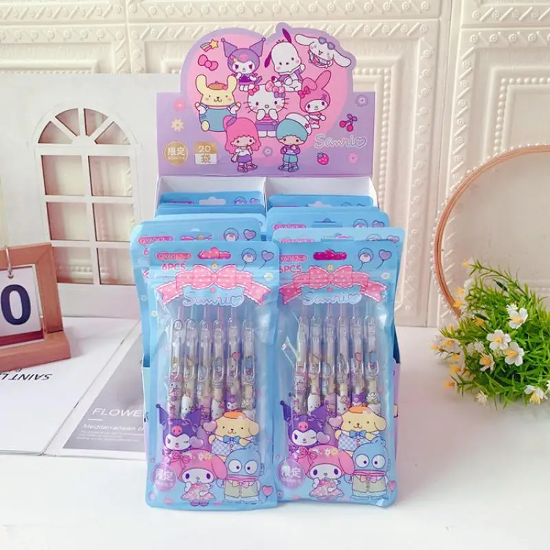 

Kawaii Cute Sanrio Kuromi Mymelody Cinnamoroll Press The Gel Pen 0.5 Black Refill Signing Pen Girl Heart Anime Toys for Girls