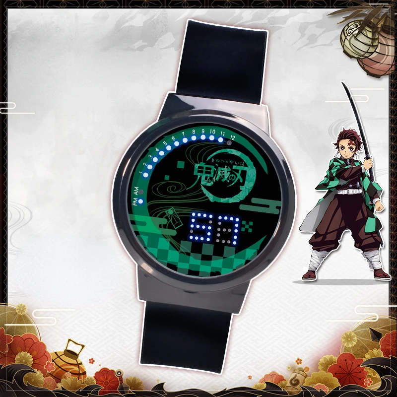 Anime Kimetsu No Yaiba Cos Animation Touch Screen Electronic Watch Demon Slayer Cosplay Accessory Kid Watch Kimono Kochou Watch