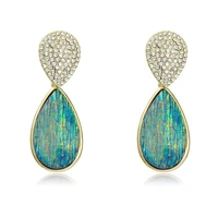 korean version niche design water drop ladies earrings high quality mermaid tears dazzling blue 925 silver needle earrings