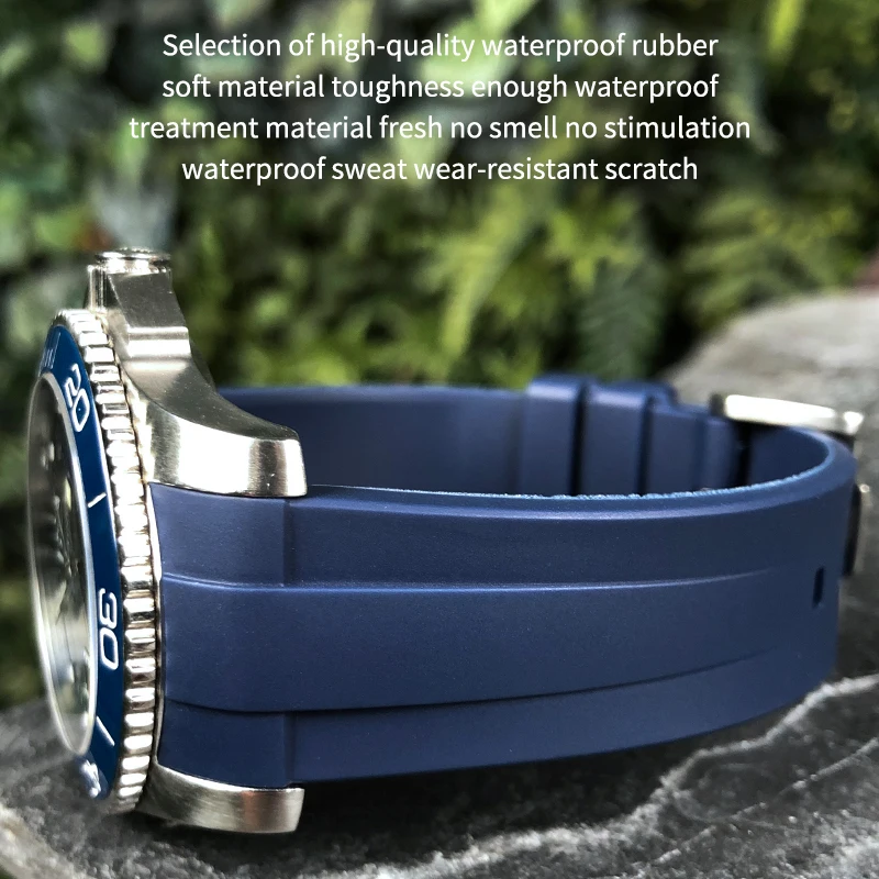Фото Высококачественный силиконовый резиновый ремешок 21 мм, подходит для Longines L3.781.4.9 HydroConquest Conquest, черный, синий, серый, зеленый ремешок для часов №2