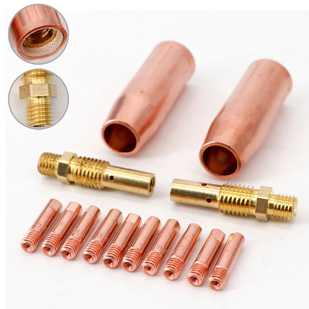 

14 Pcs MIG Welding Kit 0.035 Solder Iron Gas Diffuser M3 Torch Nozzle Accessories Anti-aging Contact Tip 0.035