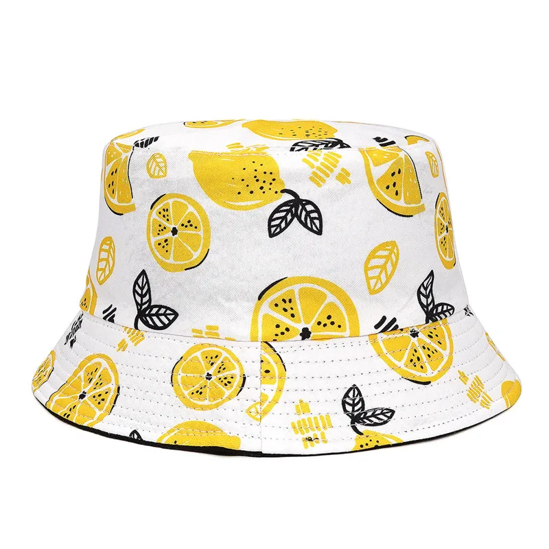 

Панама хлопковая с принтом лимона, двусторонняя, для мужчин и женщин, 155