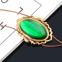 vintage anime violet evergarden necklace women green stone pendant necklace rope chain jewelry fans props accessories