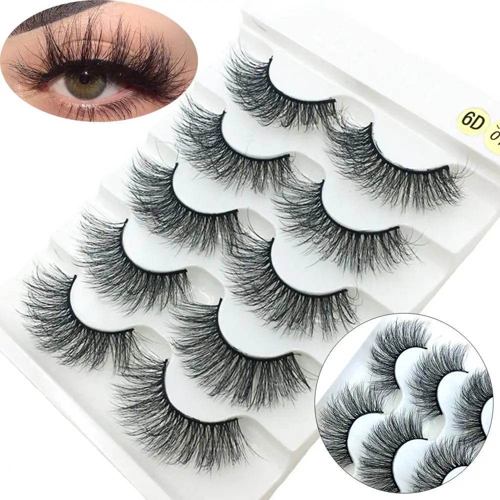 

Woman's Fashion False Eyelashes 6D Faux Mink Hair Eye Lash Extension Crisscross Fluffy Multilayers Wispy Flared Eye Makeup Tools