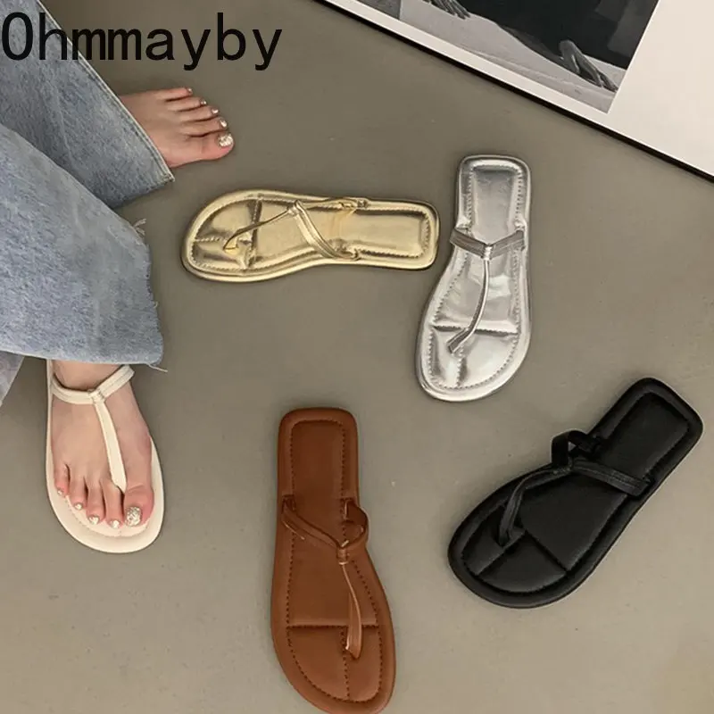 

Summer Women's Flip Flop Fashion Narrow Band Slippers Flats Slides Ladies Elegant Outdoor Beach Vacation Sandalias