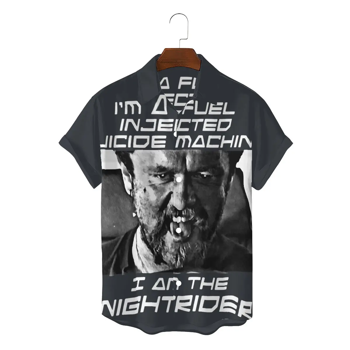 

Nightrider 2022 Man's Funny Hawaii Shirts Mad Max Rockatansky Benno Swaisey Film Square Neck Short Sleeve Fabric 3D Shirt