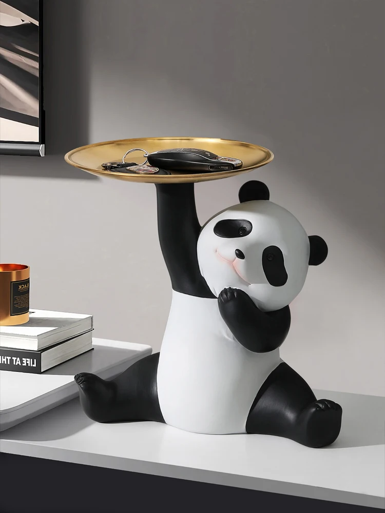 

Креативный Настольный поднос в виде милой панды для хранения ключей и часов, фигурки в виде мультяшных животных, поделки в виде панды, подар...