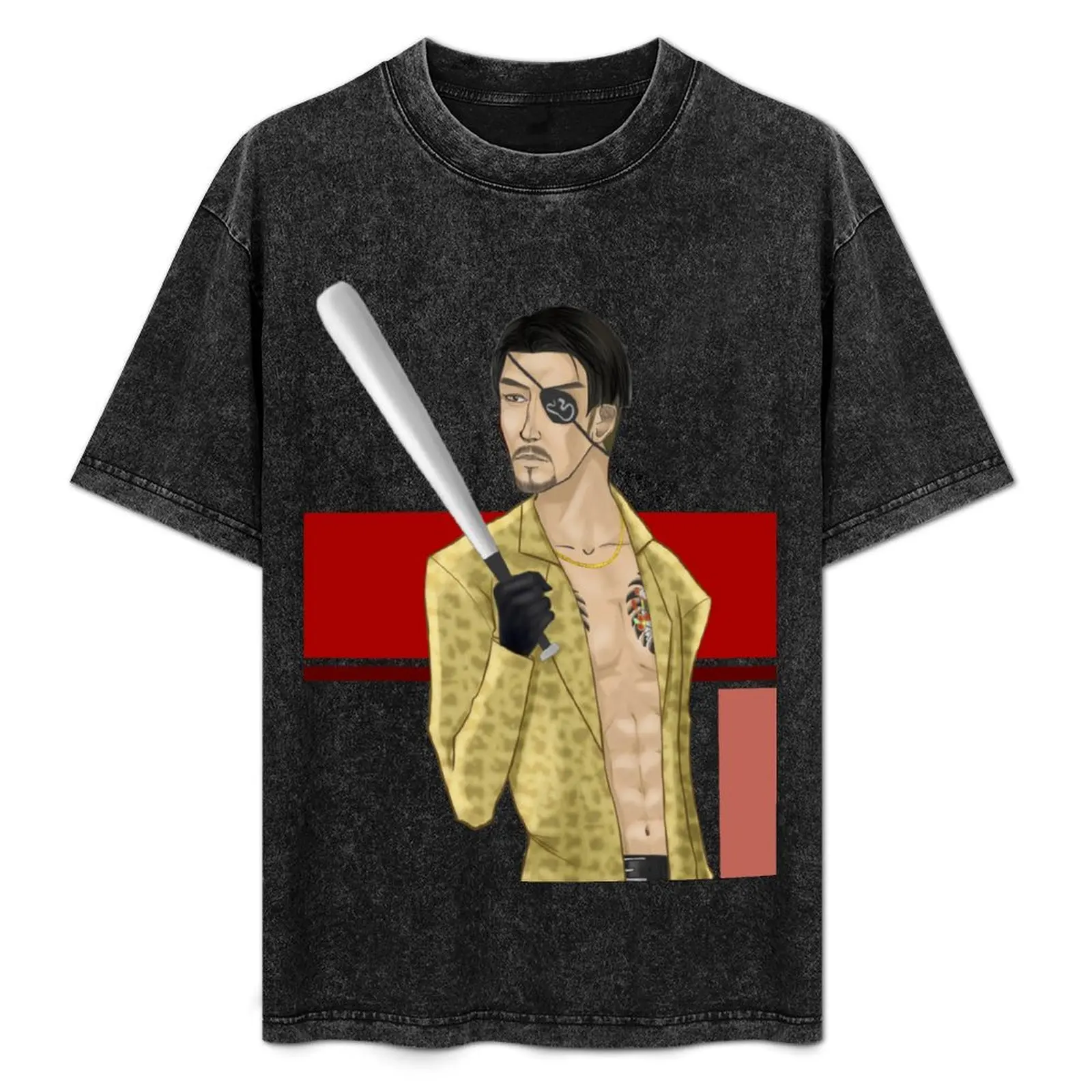 Футболка Majima Goro топы больших размеров черные футболки мужские большого размера