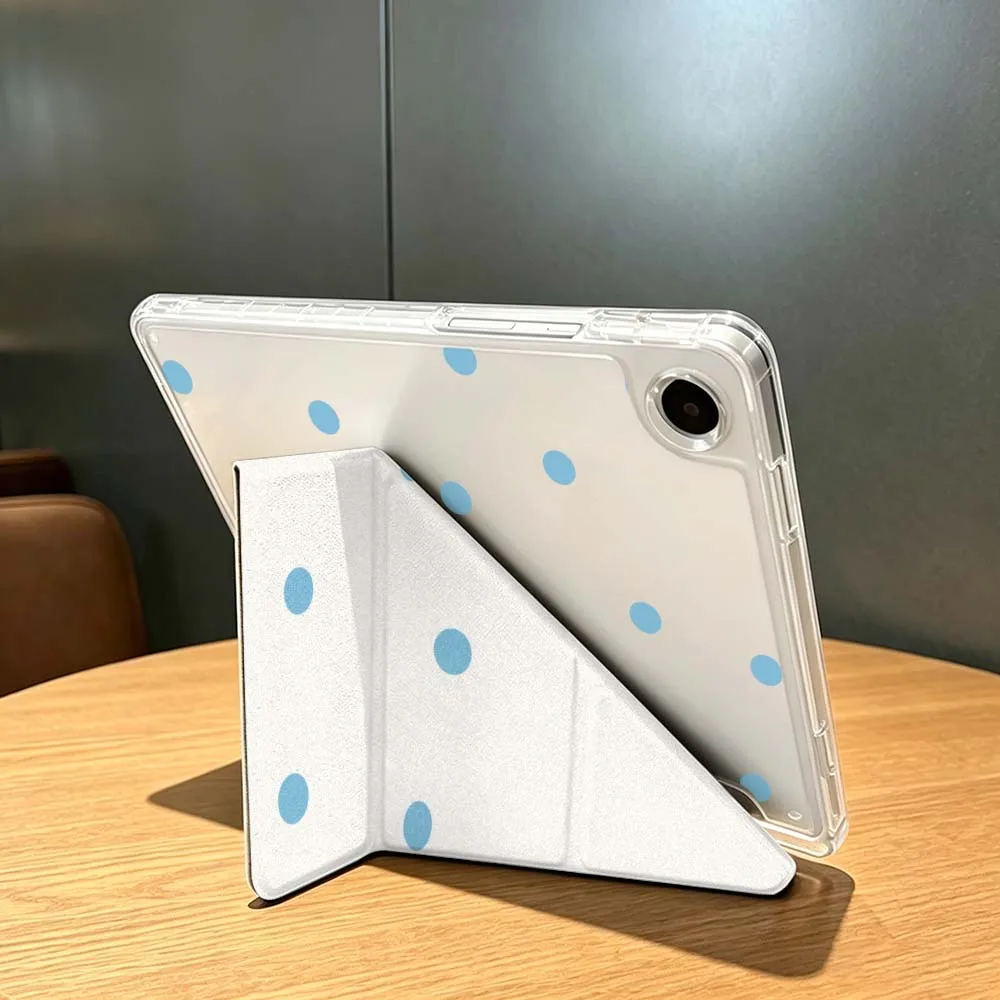 Фото Чехол с мультяшным рисунком в горошек для Samsung Galaxy Tab A9 A8 A11 S6 S7 S8 S9 S10 FE Plus Lite, прозрачный Y-образный складной чехол для планшета №3