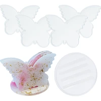 diy crafts decorations casting tool butterfly coaster storage rack base epoxy resin mold cup mat pad silicone mould