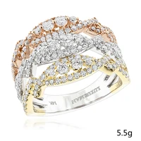 3layers gold ring for women luxury design multi layers wide zircon cubic ring ladies engagement wedding ring jewelry wholesale