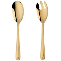 salad spoon fork set stainless steel kitchen food server pasta utensils public gold tableware buffet restaurant tools
